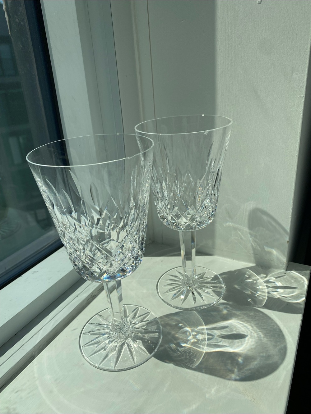 Set of 2 - Waterford - crystal water goblet - wine glasses- Lismore